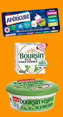 Produits parmi Apéricube®(hors 15C jambon), Boursin®(hors 6 portions AFH)