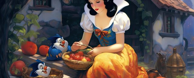 Blanche-Neige et les pommes empoisonnées.
