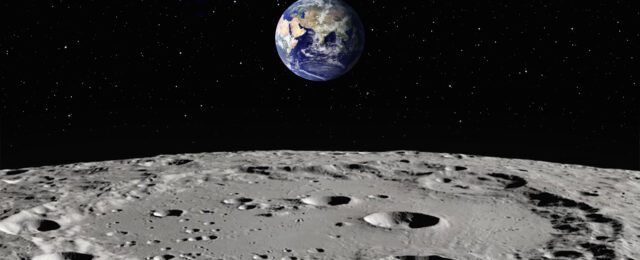 La planète Terre vue depuis la Lune.
