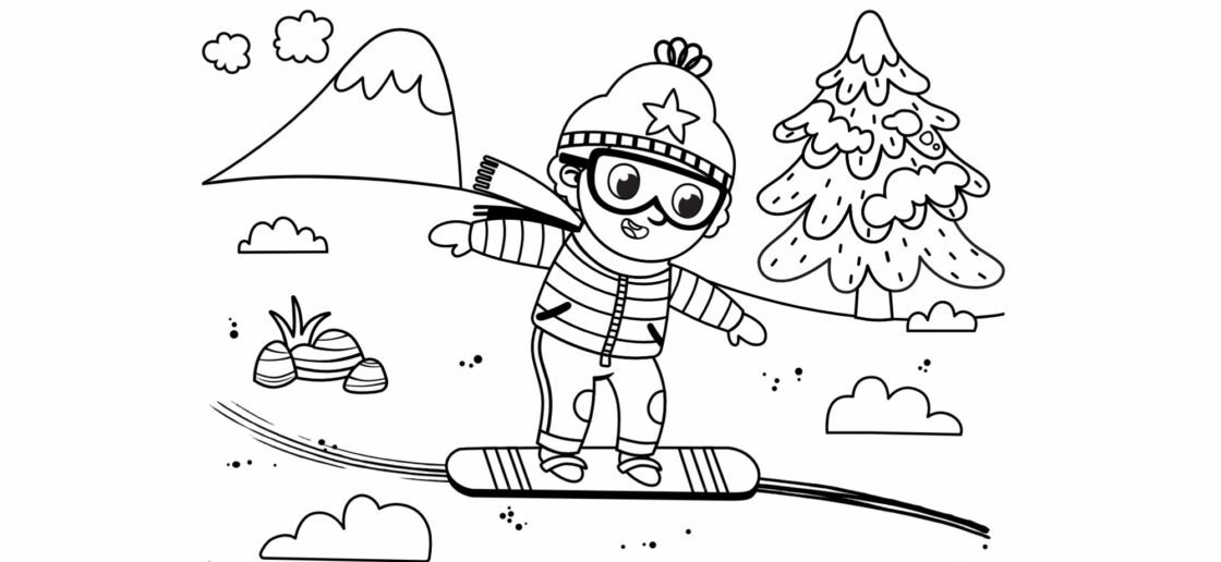 En piste pour ce coloriage de sport d’hiver !
