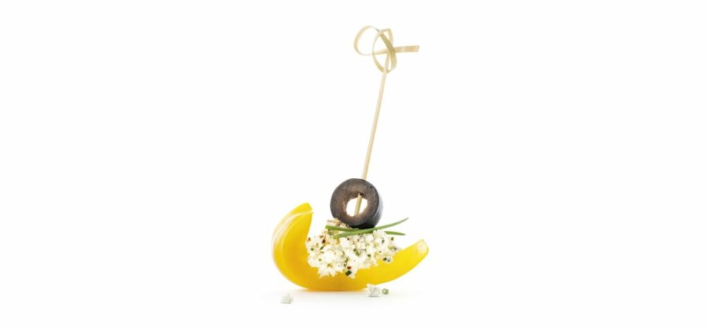 Mini poivron jaune, Boursin® ail et fines herbes, olive noire