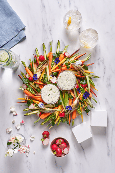 Plateau de légumes printaniers au Boursin